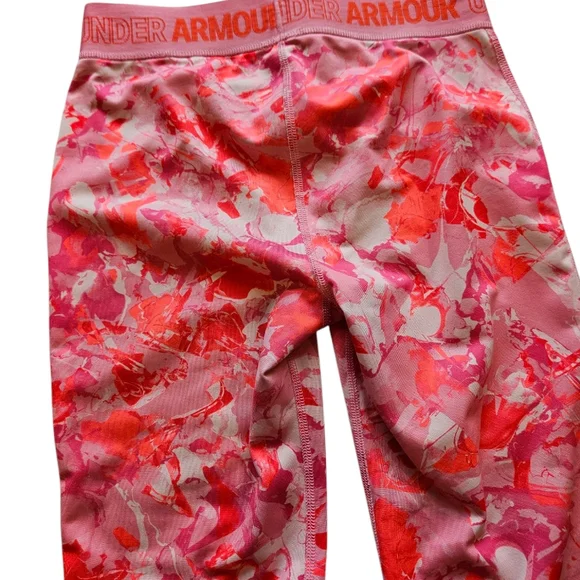 Under Armour heatgear leggings Girls size XL Pink print ankle cropped athletic - Picture 4 of 4